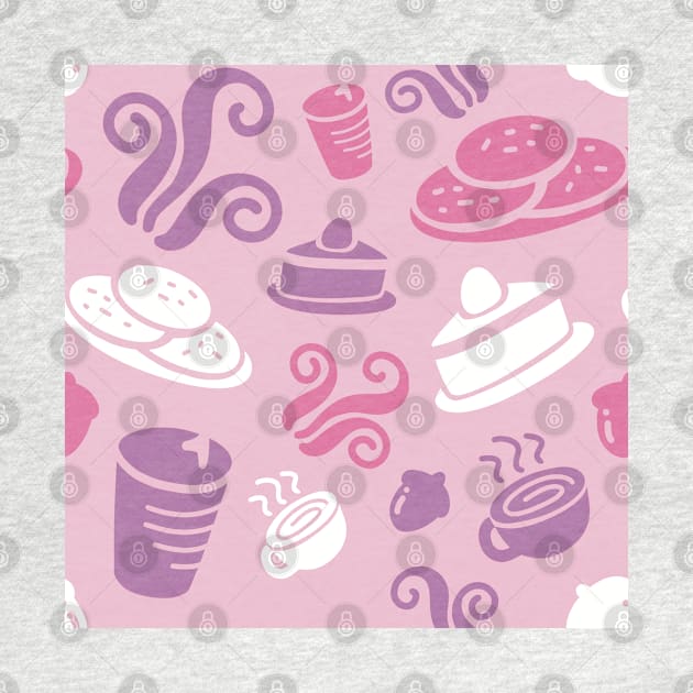 Pink Cafe Vibe Coffee Dessert Sweets Pattern by mil.creates